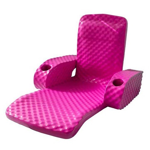 TRC Recreation Folding Foam Baja Chair Floating Portable Swimming Pool Water Lounger with 2 Armrest Cup Holders Flamingo Pink