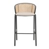 LeisureMod Ervilla Mid-Century Modern Wicker Bar Stool with Fabric Seat and Black Powder Coated Steel Frame, Set of 2 - 4 of 4