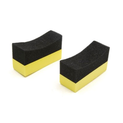 Unique Bargains Sponge Foam Car Cleaning Sponge 10 x 4 x 5.5cm/3.94" x 1.57 x 2.17" Yellow Black 2 Pcs