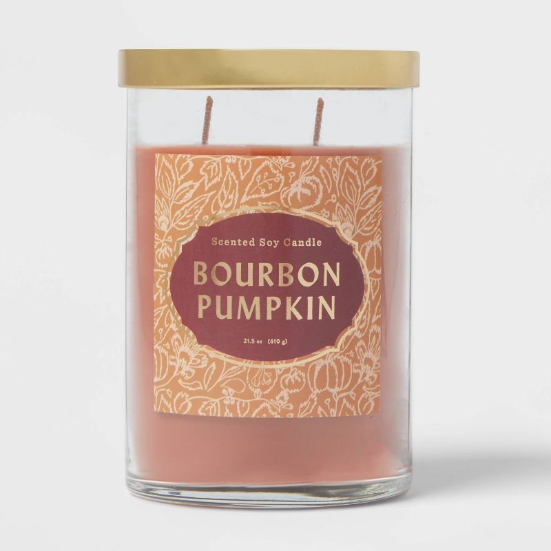 2-Wick Clear Glass Bourbon Pumpkin Lidded Jar Candle 21.5oz - Opalhouse&#8482;, 1 of 4