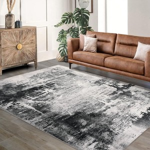 Washable Rugs Abstract Area Rug, Modern Soft Non Slip Rug for Living Room, Ultra-Thin Low Pile Accent Bedroom Carpet - 1 of 4