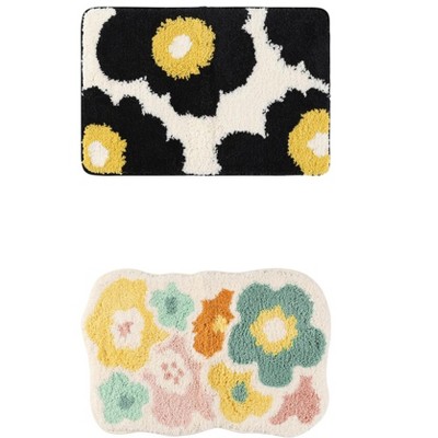 REGALWOVEN Soft Plush Reversible Non-Slip Extra Thick Microfiber Quick Dry Bath Mats 2 Pcs
