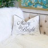 Gulches "Merry & Bright" Embroidered Throw Pillow ¨C 14x20" White & Silver Velvet Lumbar Cushion for Fireplace Mantel with Snowflake Trim - 3 of 4