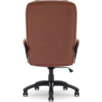 Cognac Bonded Leather Ergonomic Executive Office Chair