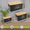 Set of 3 Metal Vegetable Storage Canisters with Wood Lids & Aerating Holes - 2 of 4
