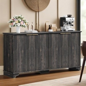 Fluted Sideboard Buffet Cabinet with Storage,4 Door Kitchen Storage Cabinet - 1 of 4