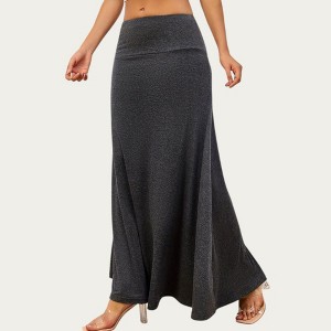 Anna-Kaci Women’s Soft Stretch Maxi Skirt with Foldover Waistband and Flowing Relaxed Silhouette Designed - 1 of 4