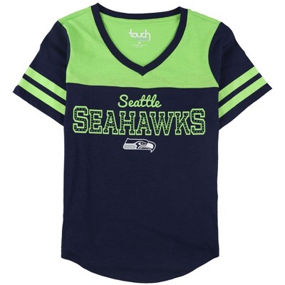 Touch by G-III Womens Seattle Seahawks Rhinestone Embellished T-Shirt