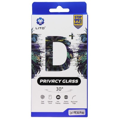 LITO D+ Privacy Glass Screen Protector for iPhone 11 Pro Max - Privacy (2 Pack)