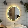 Led Bathroom Mirror Transparent Glass 27.6 in Diameter - 3 of 4