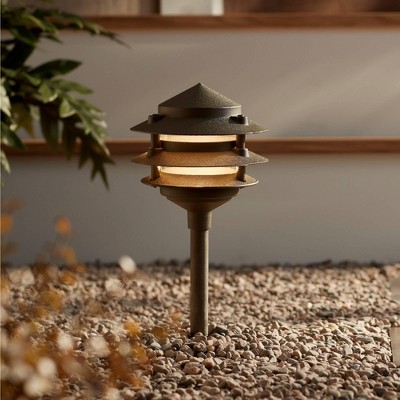 Bronze Three-Tier LED Pathway Lights Set of 2