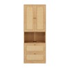 Whisen Wood Bookshelf & Side Cabinet Storage Shelves with 2 Doors, USB Port and 3 Drawers - 4 of 4