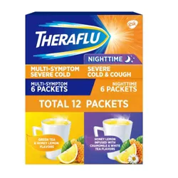 Theraflu Acetaminophen Multi-Symptom Severe Cold Day/Night Powder - Green Tea/Honey Lemon - 12ct