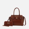 MKF Collection Isla Crocodile Embossed Women’s Satchel Bag with wallet by Mia K - Cognac - 2 of 3