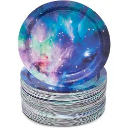 Blue Panda 80 Packs Cosmic Galaxy Themed Décor Disposable Paper Plates Plate 7" for Birthday Party