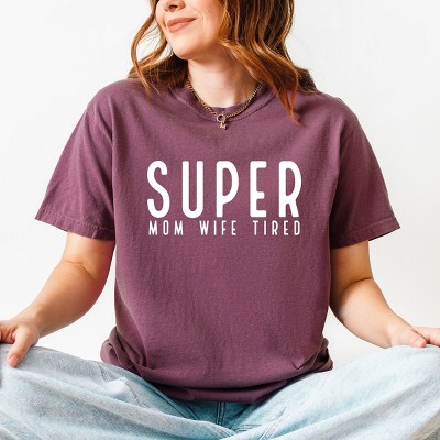 Simply Sage Market Super Mom Wife Tired Garment Dyed Tee - XL - Berry