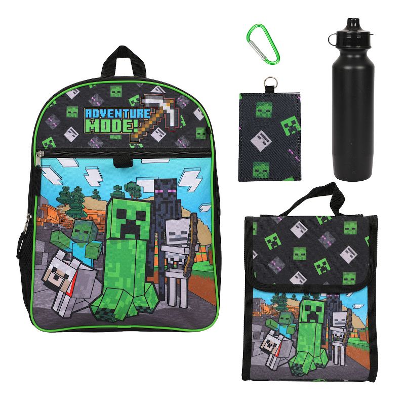 Minecraft Adventure Mode Youth 5-Piece 16" Backpack Set, 1 of 7