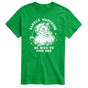Men's - Instant Message - Santas Watching Be Nice To Mom Short Sleeve Graphic T-Shirt - 1 of 4