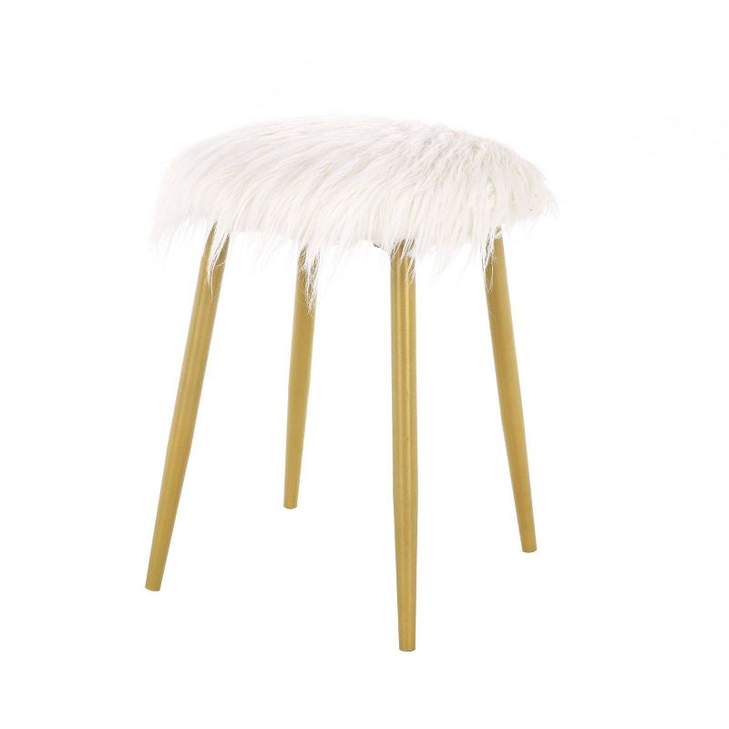 Madison Faux Fur Ottoman/Foot Rest White/Gold - Carolina Chair &#38; Table, 1 of 6