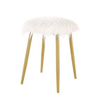 Madison Faux Fur Ottoman/Foot Rest White/Gold - Carolina Chair & Table