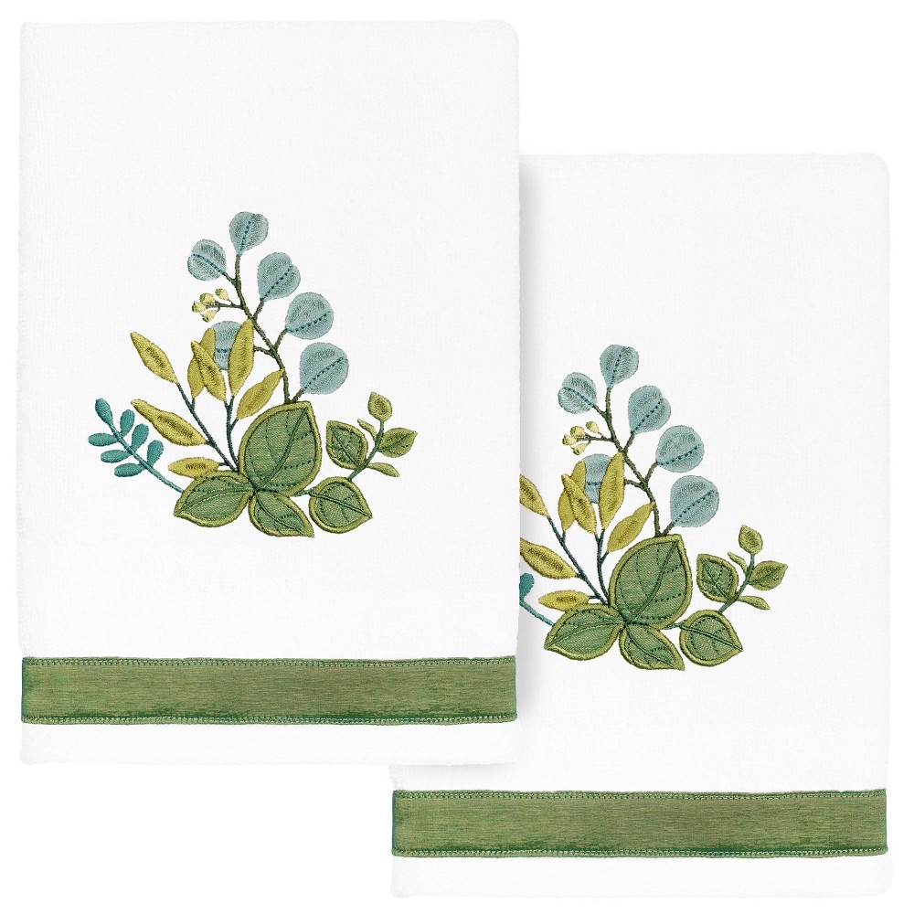 Photos - Towel 2pc Botanica Design Embellished Hand  Set White - Linum Home Textiles: Midweight Terry