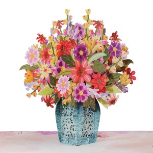 Paper Love 3D Charming Flower Bouquet Pop Up Card, 8" x 6" For All Occasions - 1 of 4