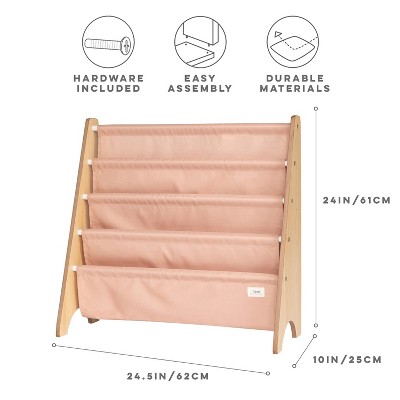 Clay Recycled Fabric Kids Book Rack with Wooden Frame