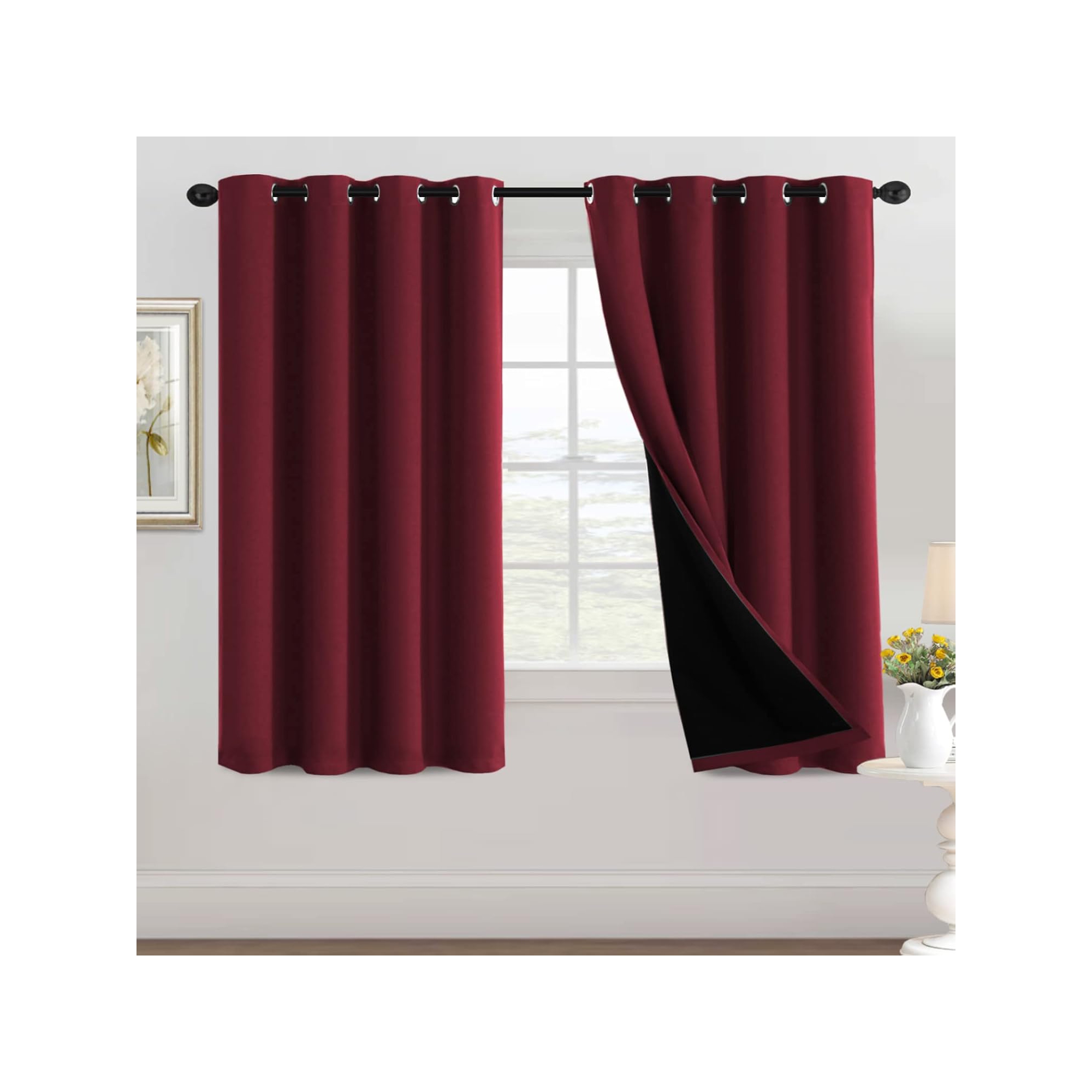 Blackout Curtains for Bedroom - Burgundy 52“W x 63"L