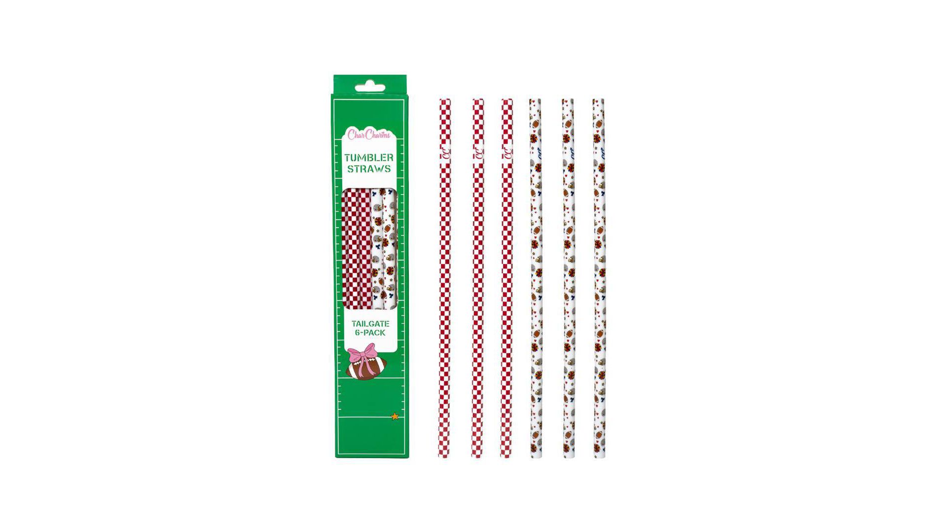 CharCharms 6pk 40oz Tailgate Water Bottle Straws
