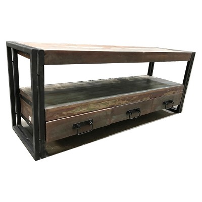 Industrial Old Reclaimed Wood and Iron 3 Drawer TV Stand for TVs up to 65" - Timbergirl