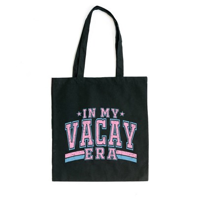 City Creek Prints In My Vacay Era Canvas Tote Bag - 15x16 - Black