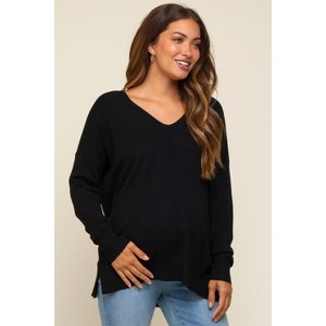 Pinkblush Black Long Sleeve Side Slit Maternity Sweater - 1 of 4