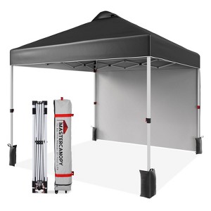 Canopy Tent 10x10 Ft, Pop Up Tent Canopy with 1 Sidewall, Instant Outdoor Tent with 4 Sand Bags, Adjustable Legs, Wheeled Carry - 1 of 4