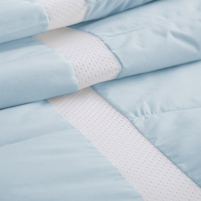 King Size Light Blue Down Blanket with Breathable Mesh Design
