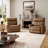 Swivel Recliner Chair, PU Leather Manual Lounge Chair with Side Pocket for Living Room, Bedroom, RV & Nursery - Beige - 3 of 4