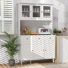 Costway Pantry Cabinet 77” Tall Kitchen Storage Cabinet with LED Lights & Charging Station,Freestanding Cupboard with 4 Adjustable Shelves - 4 of 4