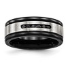 Chisel Stainless Steel Brushed and Polished Black IP-plated and Black Cubic Zirconia 8mm Grooved Band Ring - 2 of 4