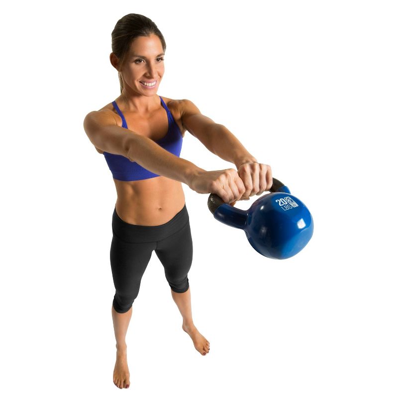 GoFit Classic PVC Kettlebell with DVD and Training Manual - Blue 20lbs, 5 of 11