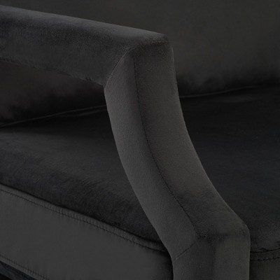 Mid-Century Black Velvet Accent Chair with Pine Wood Frame