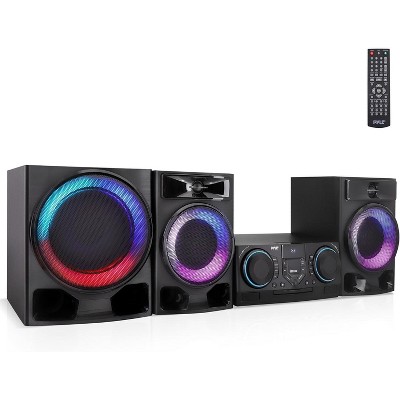 Pyle Mini Hi-Fi Wireless Stereo System – 4-Piece CD Player with Speakers - (Black)