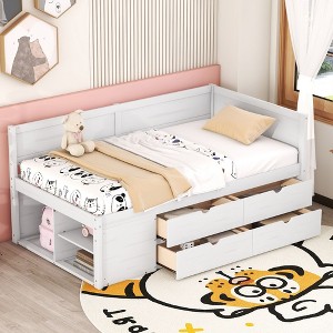 NicBex Twin/Full Size Wood Daybed with Shelves and 4 Drawers for Bedroom,Living Room,Apartment - 1 of 4