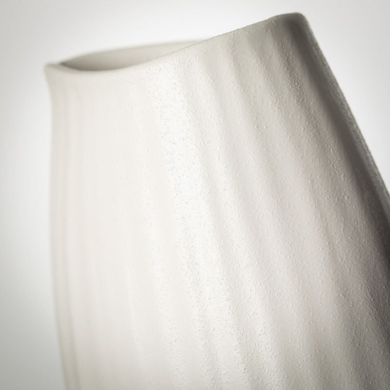 Sullivans 9" Modern White Ribbed Vase, 2 of 8