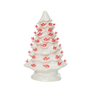 Transpac Small Ceramic Light Up Cardinal Tree - Festive Christmas Decorative Object for Holiday Cheer - 1 of 4