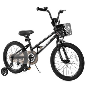 Costway 12"/14"/16"/18" Kid’s Bike with Training Wheels Adjustable Handlebar & Seat Handbrake Black/Pink/Silver - 1 of 4