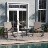 Emma and Oliver 3 Piece Outdoor Rocking Chair Patio Set with Flex Comfort Material and Metal Framed Glass Top Table - 2 of 4