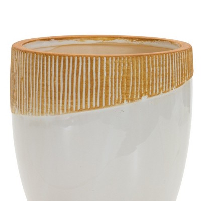 Terracotta Dual-Tone Decorative Footed Planter, 7.75"H