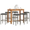 vidaXL Patio Bar Set Outdoor Garden Furniture Solid Wood Acacia and Poly Rattan - Gray 6 Piece - 2 of 4