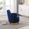 Swivel Barrel Chair, Round Accent Armchair With Gold Stainless Steel Base, Modern 360° Reading Chair for Living Room or Bedroom - 3 of 4