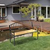 Outsunny 50" Garden Bench, Patio Loveseat with Antique Backrest, Wood Seat and Steel Frame for Backyard or Porch - 2 of 4