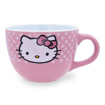 Silver Buffalo Sanrio Hello Kitty Pink Polka Dots Ceramic Soup Mug | Holds 24 Ounces